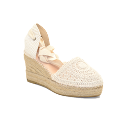 YUNE33 ESPADRILLES SANDALO CON ZEPPA CON DETTAGLI IN UNCINETTO RUSTICO CRUDO